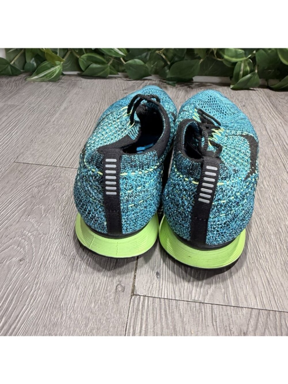 Nike Flyknit Racer Shoes Mens Size 7.5 Blue Knit Running Sneakers 526628-401 - Picture 5 of 10